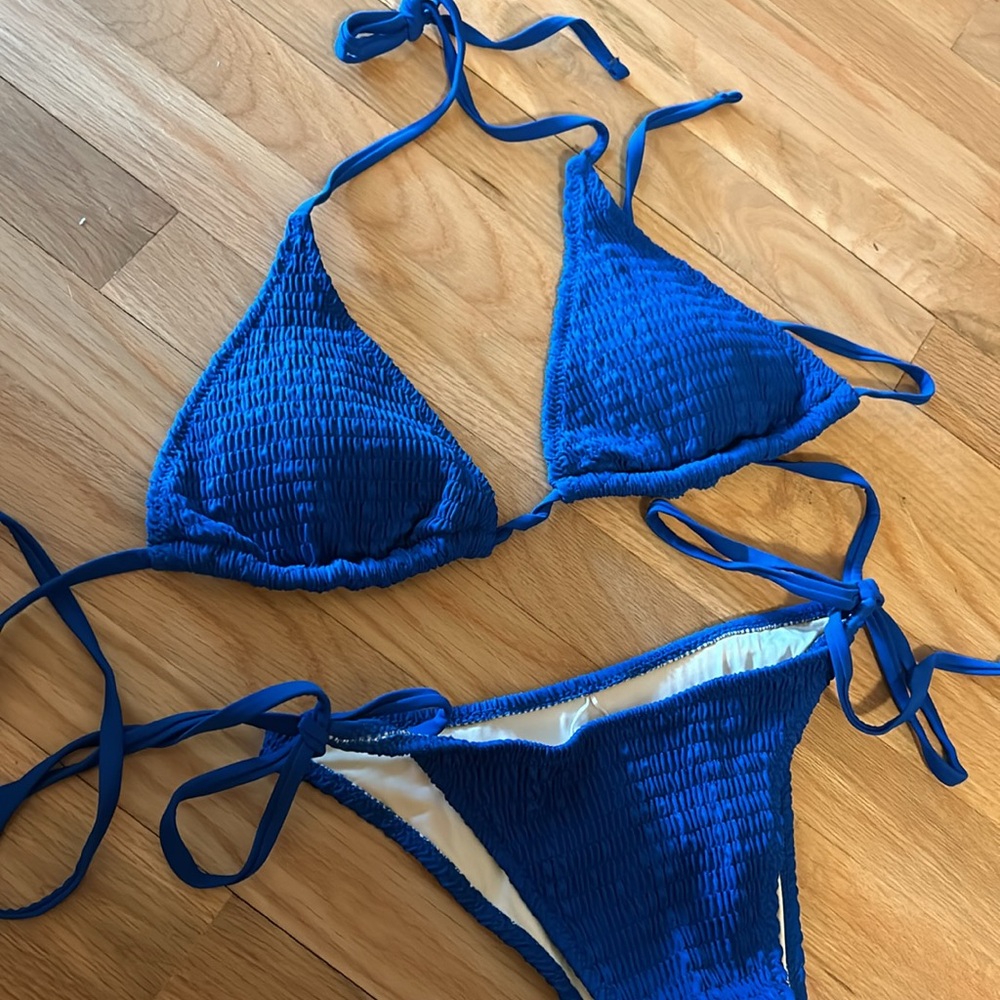 Blue Ribbed Bikini